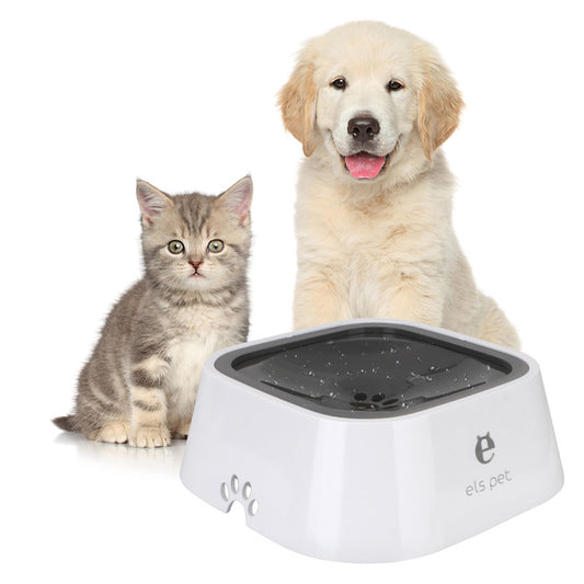 1.5L Pet Water Bowl – Anti-Overflow Floating Slow Feeder for Dogs & Cats