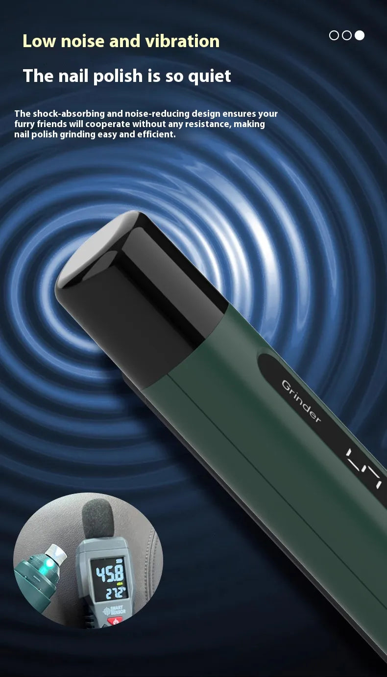 Quiet Electric Dog & Cat Nail Grinder – Rechargeable 5-Speed Pet Nail Trimmer