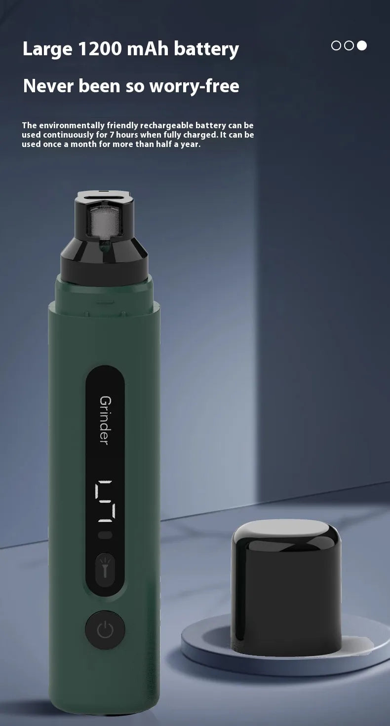 Quiet Electric Dog & Cat Nail Grinder – Rechargeable 5-Speed Pet Nail Trimmer