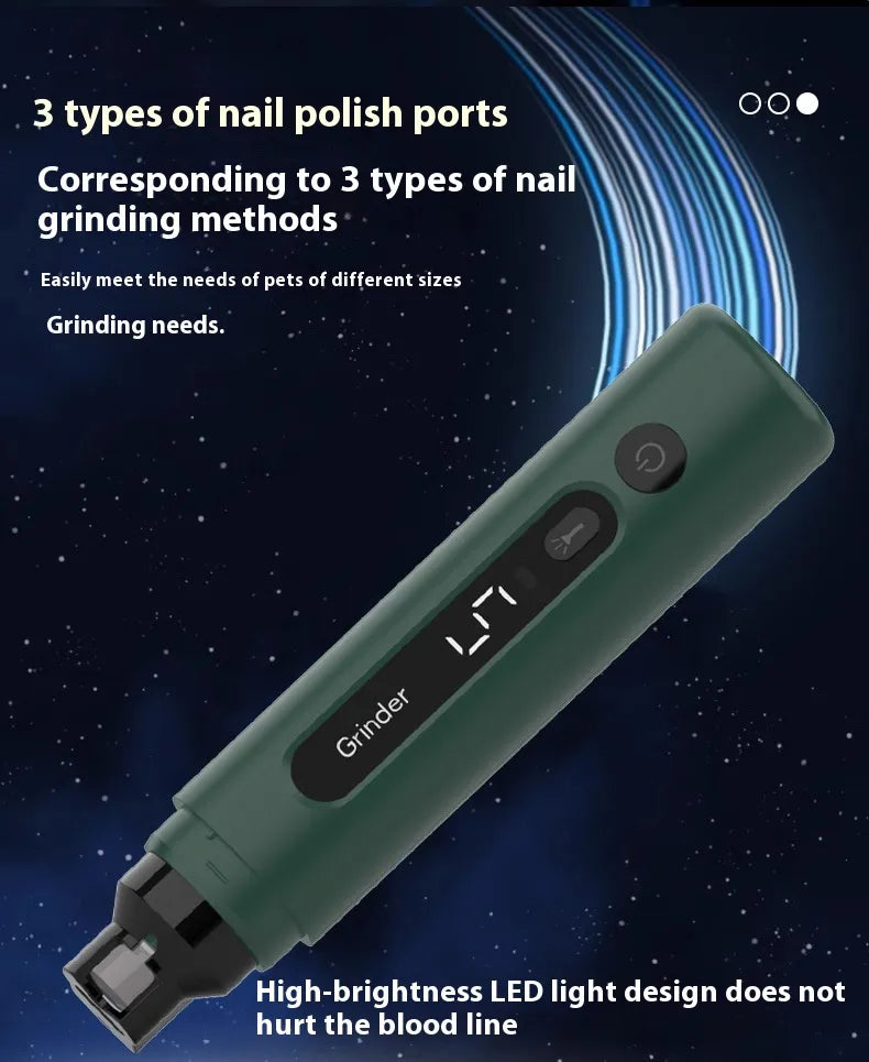 Quiet Electric Dog & Cat Nail Grinder – Rechargeable 5-Speed Pet Nail Trimmer