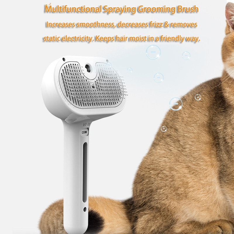Self-Cleaning Pet Grooming Comb – Dematting Hair Remover Brush with Built-in Mist