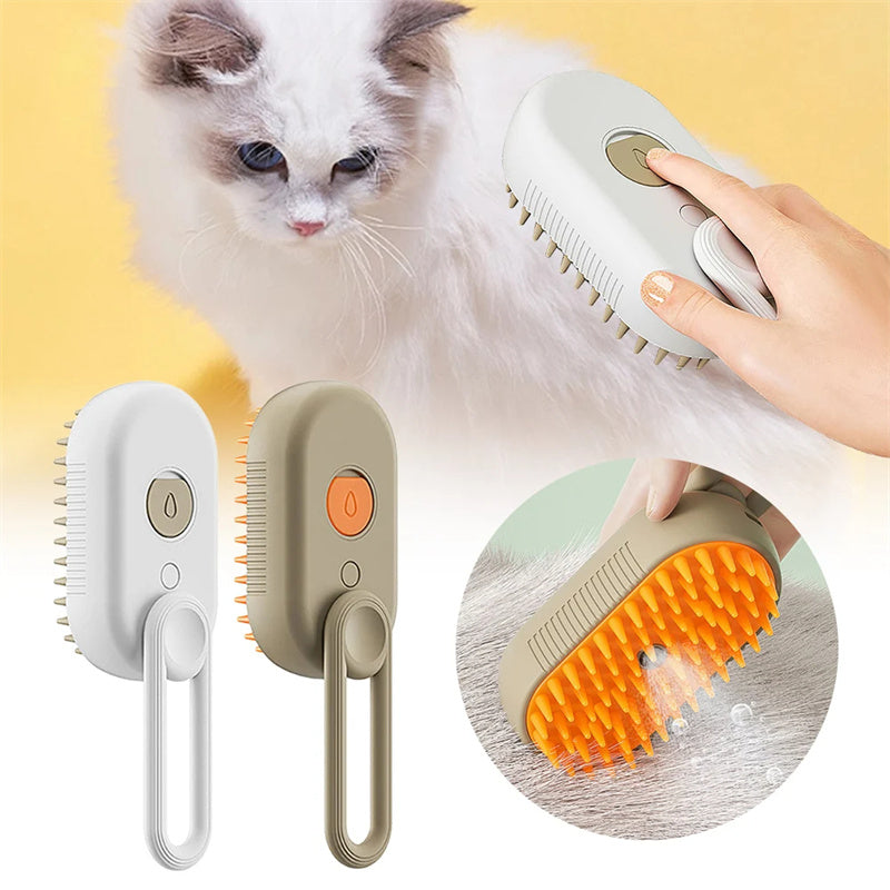 Cat Steam Brush – 3-in-1 Electric Spray Grooming Brush for Cats & Dogs