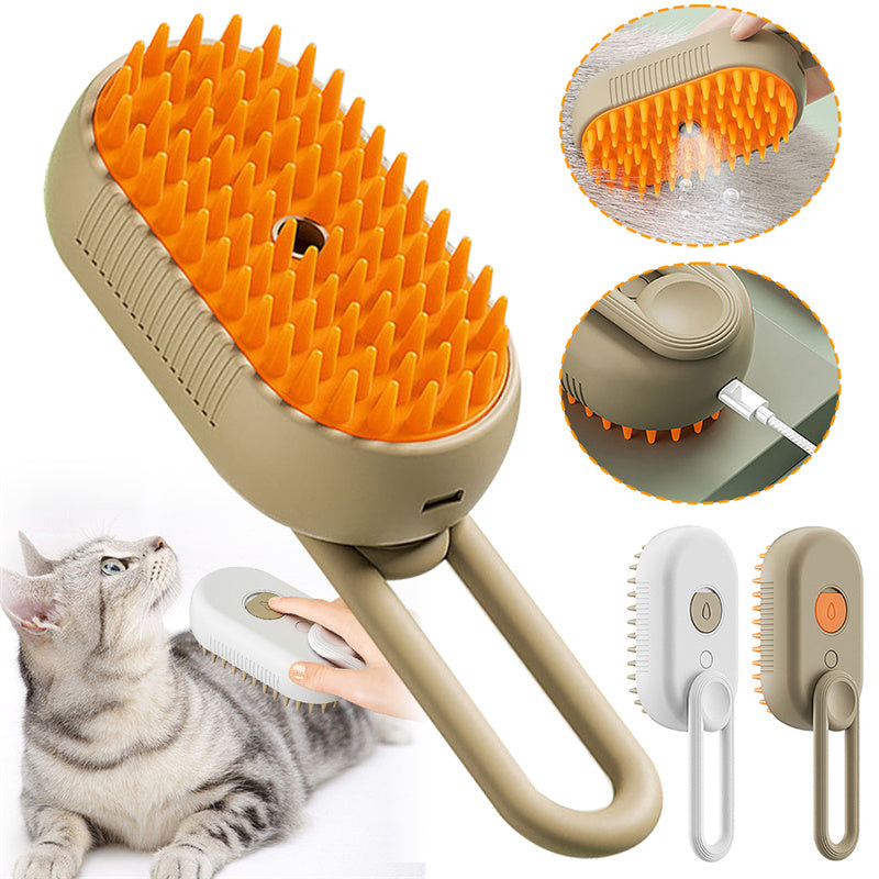 Cat Steam Brush – 3-in-1 Electric Spray Grooming Brush for Cats & Dogs