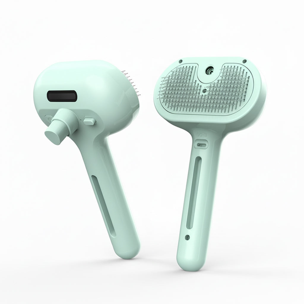 Self-Cleaning Pet Grooming Comb – Dematting Hair Remover Brush with Built-in Mist