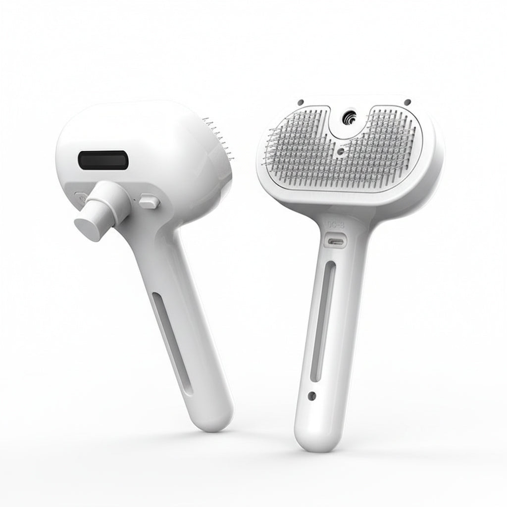 Self-Cleaning Pet Grooming Comb – Dematting Hair Remover Brush with Built-in Mist