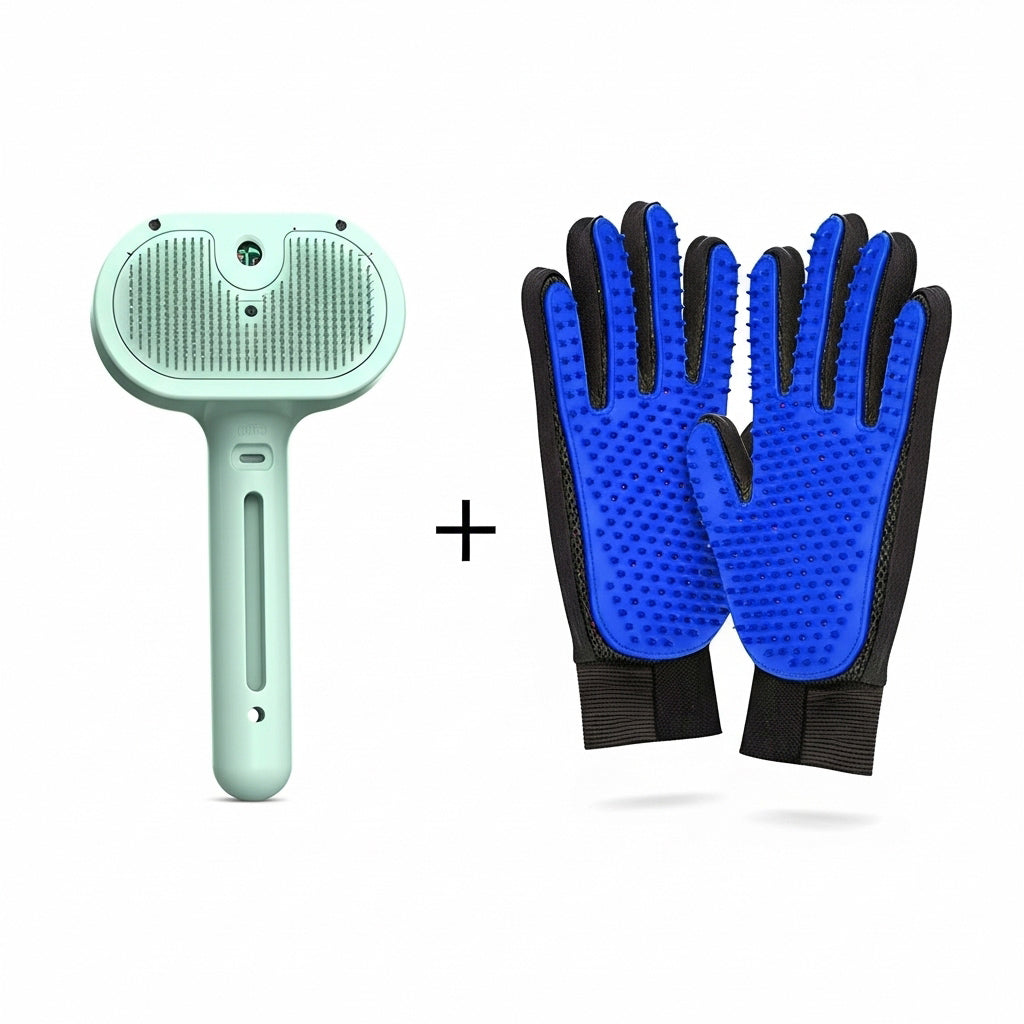 Self-Cleaning Pet Grooming Comb – Dematting Hair Remover Brush with Built-in Mist