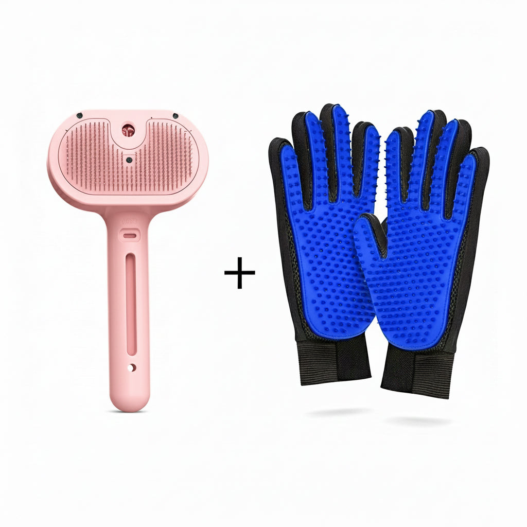 Self-Cleaning Pet Grooming Comb – Dematting Hair Remover Brush with Built-in Mist